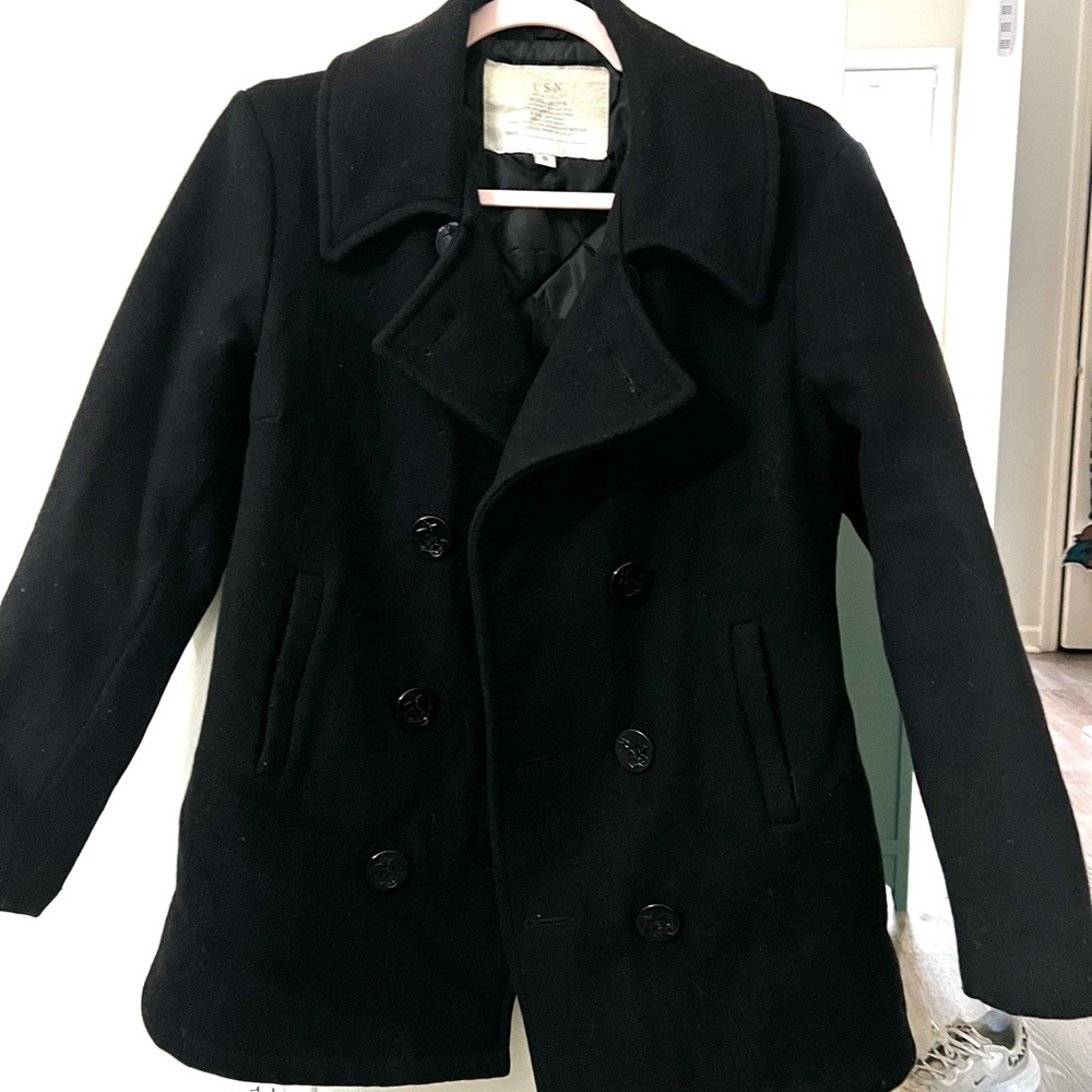 USN Black Peacoat